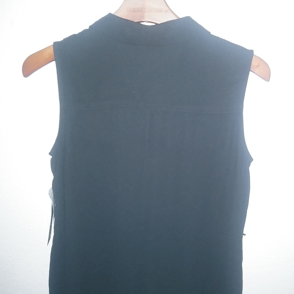 Apt.9 6 Sleeveless Soft Shirt Dress Black Button Down Front Funeral New! - Picture 6 of 9